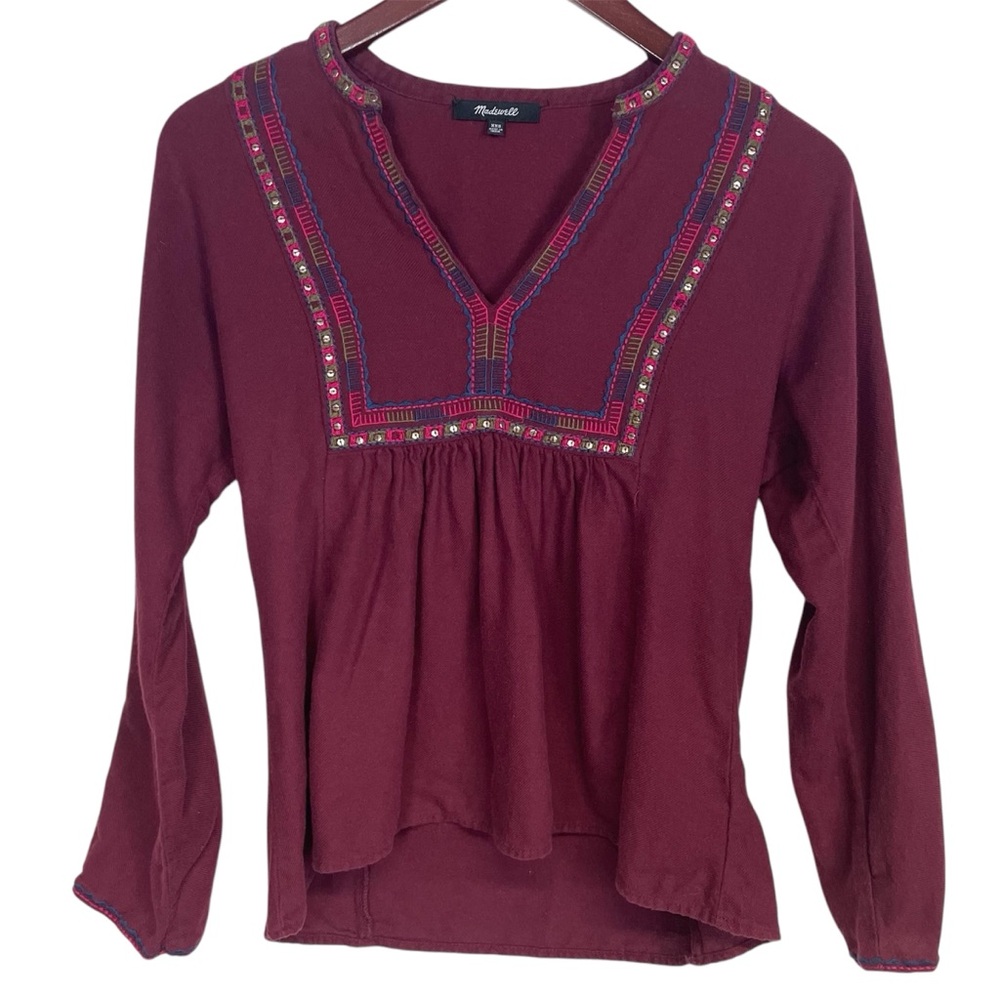 Madewell Burgundy Bohemian Peasant Top Size XXS
